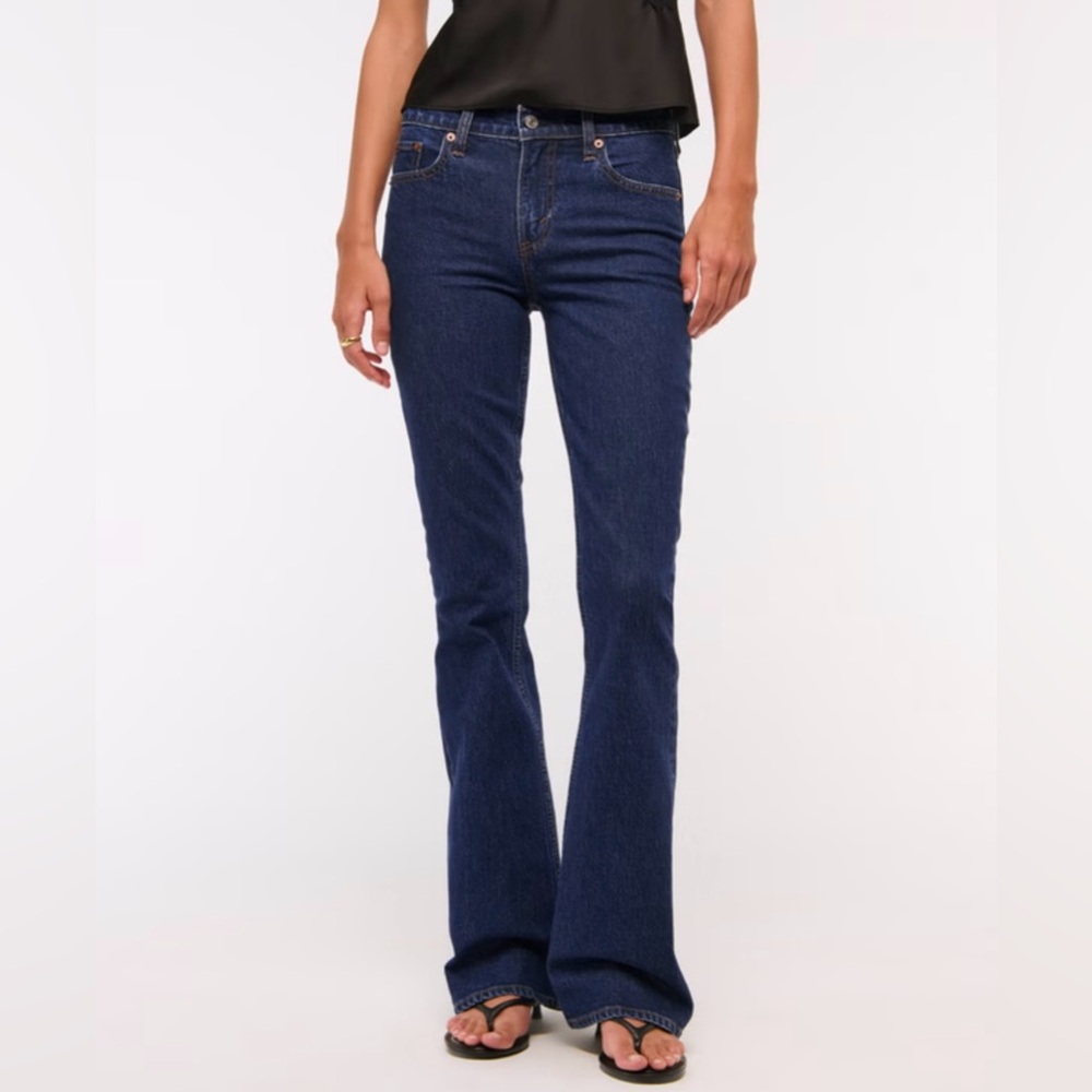 Abercrombie & Fitch Mid Rise Flare Jeans Dark Wash